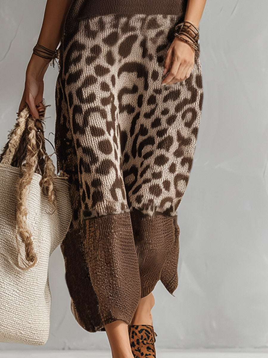 Amelia™ | Leopard Knit Midi Dress