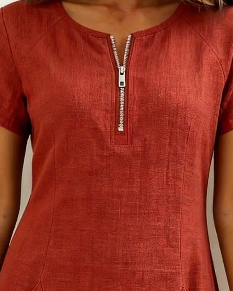 Bonnie™ | Cotton Zip-Front Pocket Dress