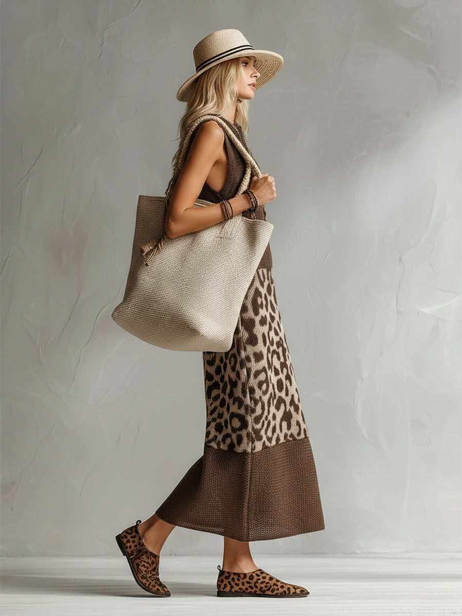 Amelia™ | Leopard Knit Midi Dress